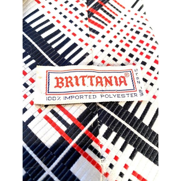 Vtg 60s 70s Mens Tie Wide Thick Polyester Necktie Disco Ugly Mod Red White Blue - Picture 8 of 11